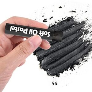 12-Pack Creamy Soft Oil Pastels, Vibrant Colors, Artists Grade, Black