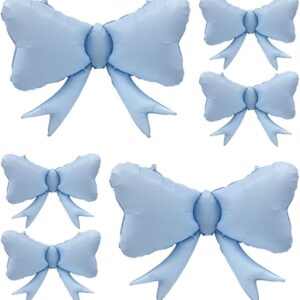 4pc Jumbo Macaron Blue Ribbon Balloons - Coquette Bow Decor