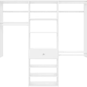 Easy Track 6Ft Closet Organizer Kit, Wall-Mounted with Shelves & Drawer, White