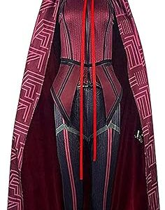 Womens Wanda Maximoff Costume Suit Scarlet Witch Red Cape Top Pants with Headpiece Super Hero Halloween Outfits