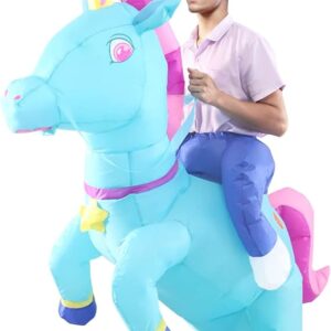 Inflatable Unicorn Rider Costume – Unisex Blow-Up Halloween Costume for Men & Women