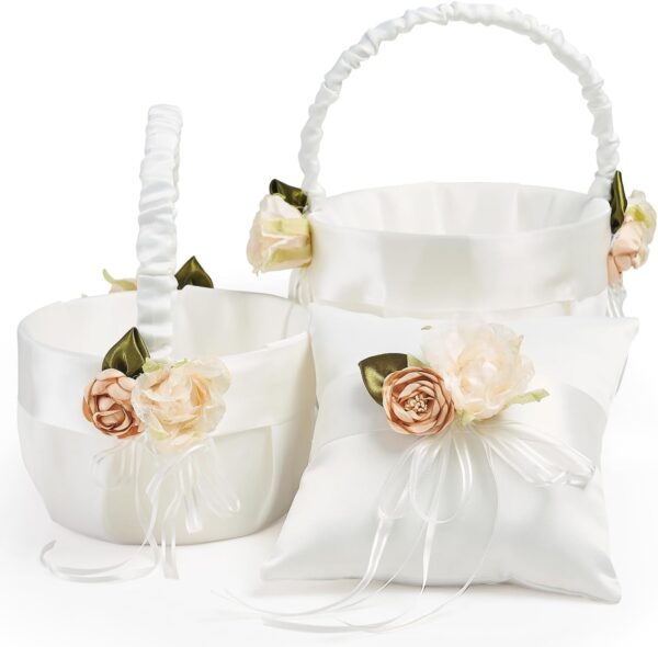 Ivory Flower Girl Basket Set (3-Piece)