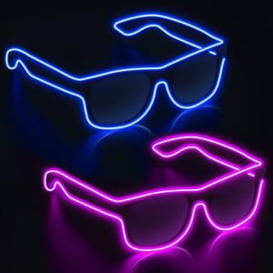 Wireless LED Light-Up Glasses, 2-Pack (Blue & Pink) – Glow-in-the-Dark Neon Rave Party