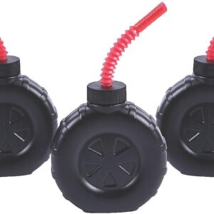 Fun Express Tire Shaped Sipper Cups – 12 BPA-Free 12oz Cups with Straws, Truck & Car Theme, Reusable