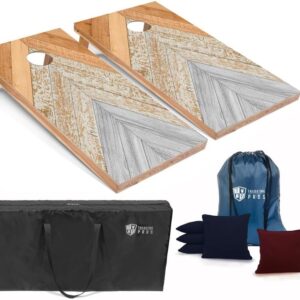 4'x2' Wood Pattern Cornhole Boards with Case & Bags