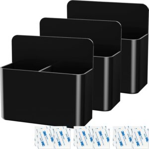 3-Pack Black Magnetic Pen Holders, Wall-Mount, Self-Adhesive