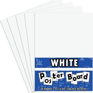 25 Packs White Poster Boards: 11x14", Bulk School Supplies