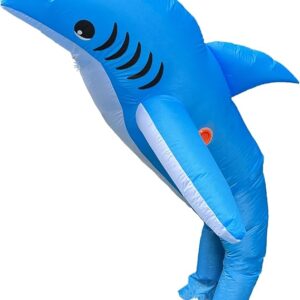 Inflatable Blue Shark Costume – Halloween Cosplay Jumpsuit for Adults