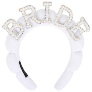 White Pearl Bride Headband for Bridal Shower/Bachelorette/Spa.
