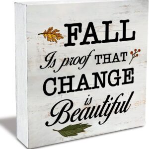 Rustic Fall Wood Box Sign – 5"x5" Farmhouse Autumn Decor