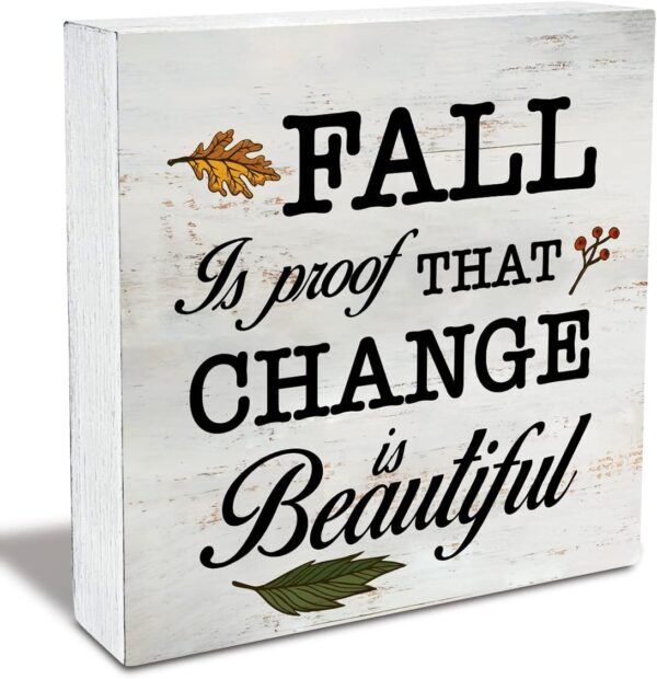 Rustic Fall Wood Box Sign – 5"x5" Farmhouse Autumn Decor