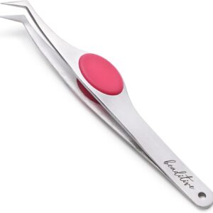 4.7" Precision Angled Tweezers – Cushion Grip for Sewing, Beading & Crafts