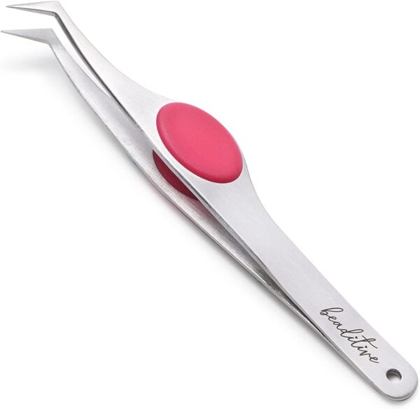 4.7" Precision Angled Tweezers – Cushion Grip for Sewing, Beading & Crafts