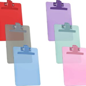 6-Pack A5 Clipboards, 9.25"x6.3", Premium Metal Clip, Assorted Colors