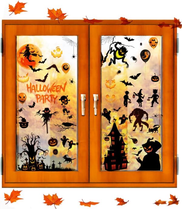 9 Sheets Halloween Window Clings – Decorative Stickers for Home & Party