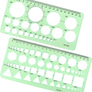 2-Pack Circle Template & Geometry Rulers – Drafting Stencils for Office & School