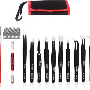 12-Pc Precision ESD Tweezer Set: Anti-Static Stainless Steel (Crafts/Electronics)