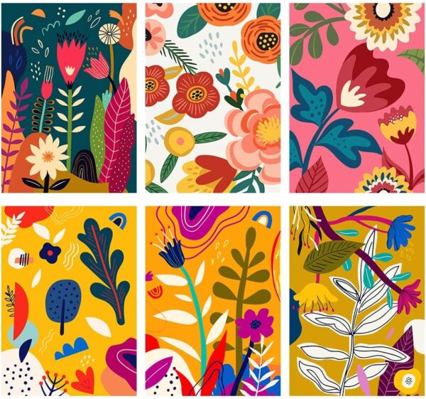 6-Pack Paint by Numbers Kit – DIY Flower Acrylic Canvas Art (9.8x13.8")