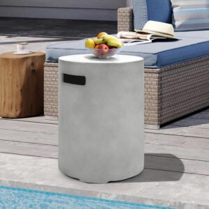 42" Rectangular Propane Fire Pit Table, 50,000 BTU Concrete Firepit with Tank Cover & Lava Rocks