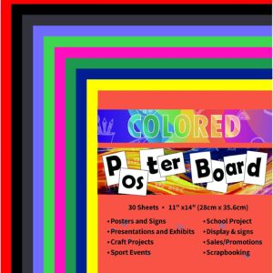 30 Sheets 11x14” Colored Poster Boards: 10 Assorted Colors