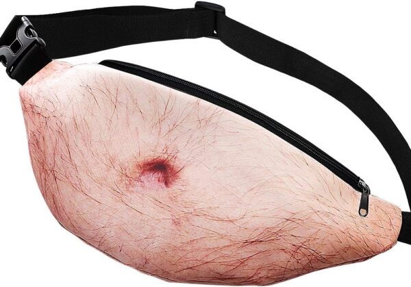 Funny 3D Beer Belly Fanny Pack – Waterproof Waist Bag, White Elephant Gift for Men, Dad, Husband
