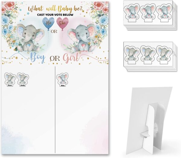 Baby Gender Reveal Voting Board with 60 Stickers & Stand