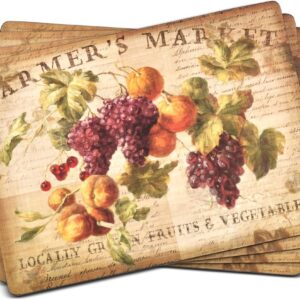 Fall Placemats – Set of 4 Cork-Backed Autumn Table Mats (15.7" x 11.7")