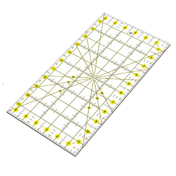 Yellow Acrylic Quilting Ruler (6.5x12”): Grid Lines for Precise Cutting