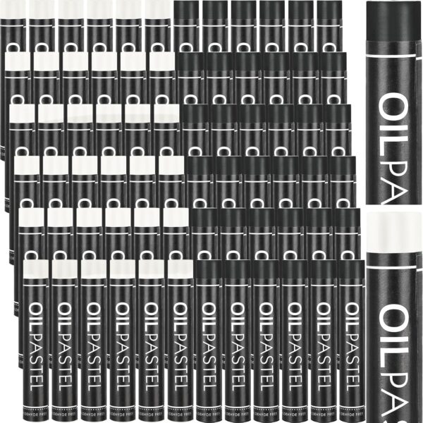 72 Soft Oil Pastels, Black & White, Bulk Refill Set for Art, Drawing & Sketching