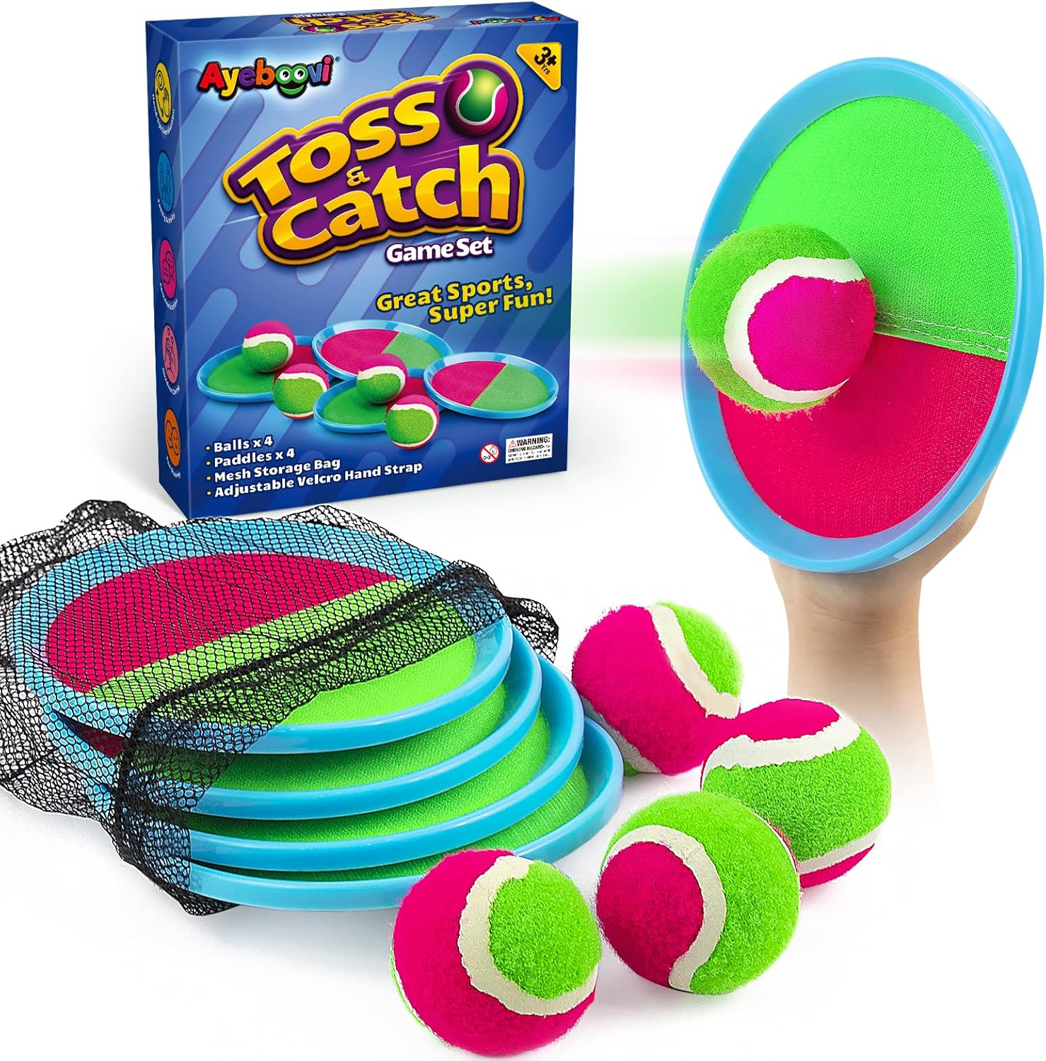 Toss & Catch Ball Game - Outdoor/Beach Toy for Kids 3-10