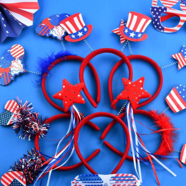 12PCS Patriotic Head Boppers – Flag & Stars Hairbands for 4th of July, Inauguration, Independence Day Party Favors
