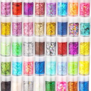 Holographic Chunky & Fine Glitter Mix, 40-Color Set for Crafts, Nails, Face & Epoxy Art
