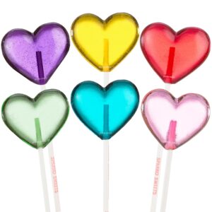 24pc Rainbow Mix Heart Lollipops - Assorted Flavors (USA Made)