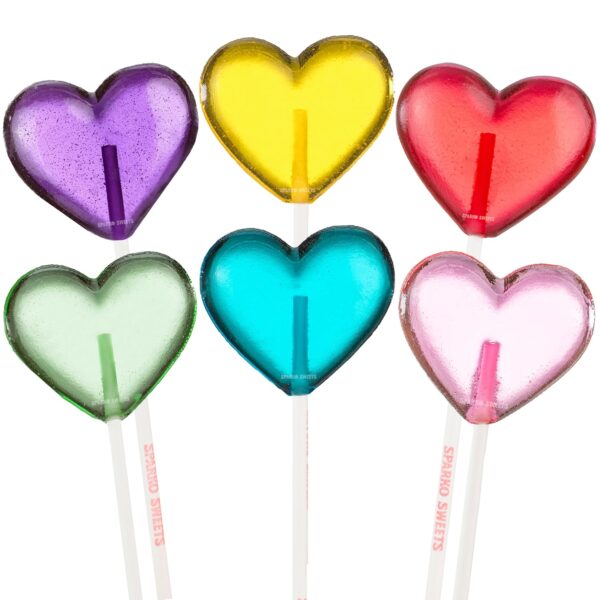 24pc Rainbow Mix Heart Lollipops - Assorted Flavors (USA Made)
