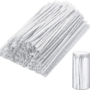 Patelai 150 Pieces 6 Inch Long Soft Pipe Cleaners Long Chenille Stems Twistable Cleaners with Storage Box for Removing Dirty Cleaning Glass Ceramic(White)