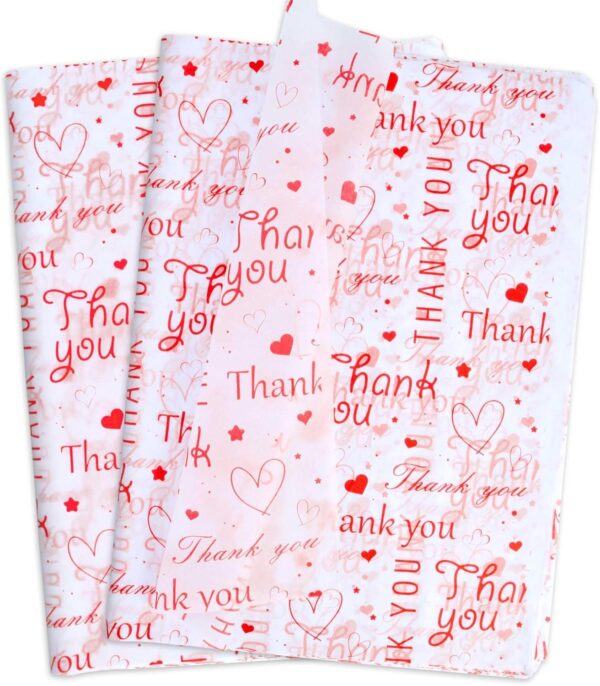 Thank You Tissue Paper, 50 Sheets (14"x20") – Bulk Packaging for Small Business