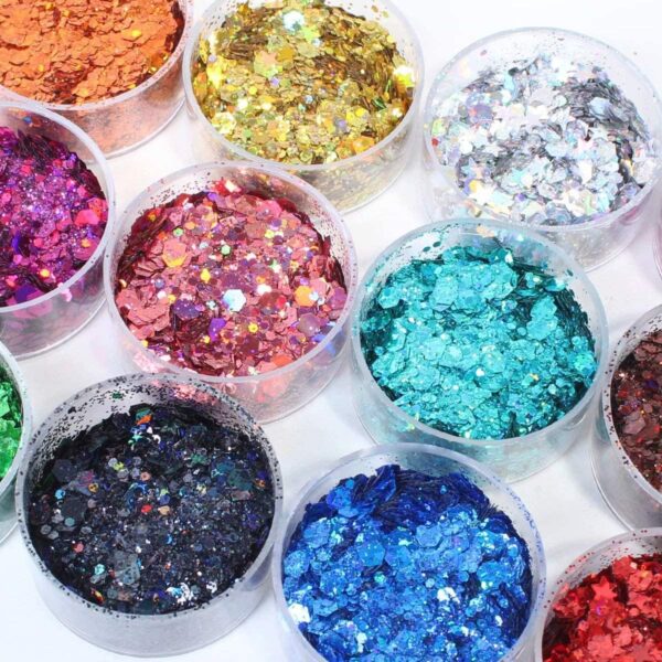 Holographic Chunky Glitter Set, 12 Colors for Resin, Slime, Nails, Body & Craft Projects - Image 4