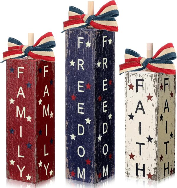 3-Pc Patriotic Tiered Tray Signs - 4th of July