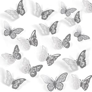 48-piece Crosize silver butterfly decorations (4 styles, 3 sizes).