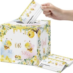 Baby Gender Reveal Voting Box – Bee Rose Theme with 50 Ballot Cards
