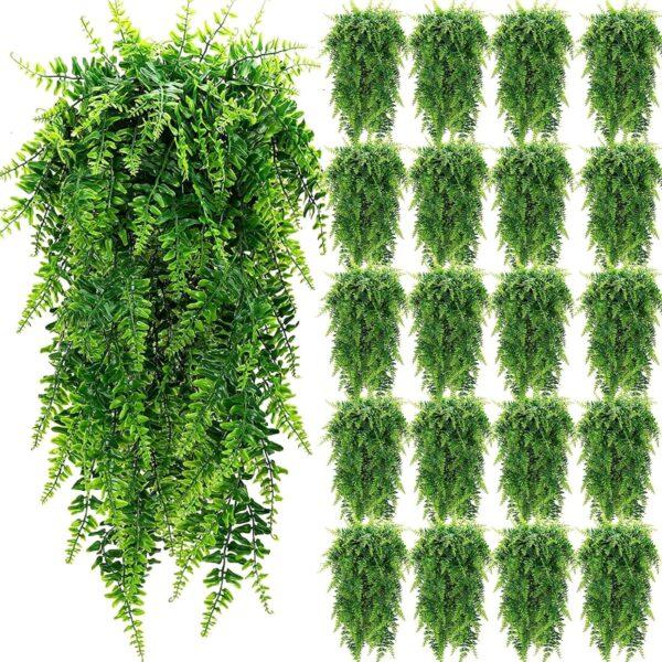 20 Pcs Artificial Hanging Boston Ferns (32 Inch), no basket.