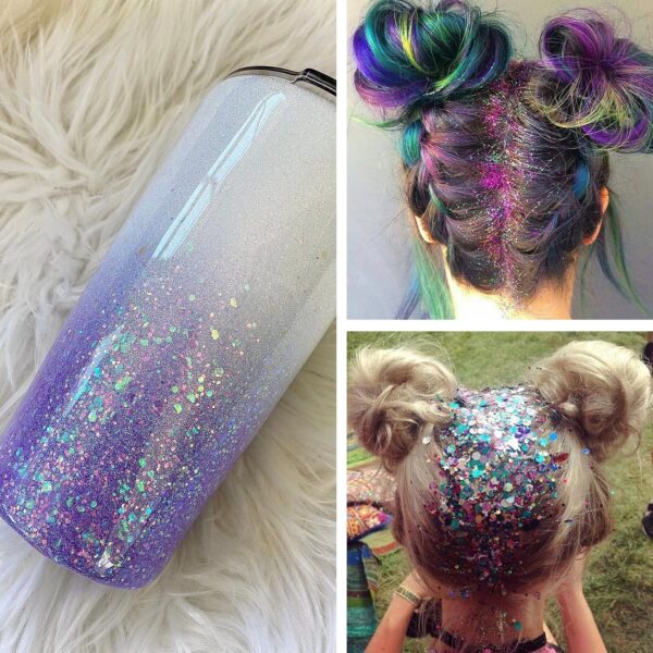 Holographic Chunky & Fine Glitter Mix, 40-Color Set for Crafts, Nails, Face & Epoxy Art - Image 2