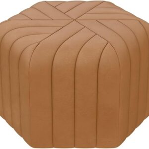 18.5" Velvet Hexagonal Pouf – Modern Footrest/Stool for Living Room, Bedroom, Entryway (Brown)