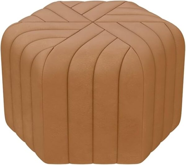 18.5" Velvet Hexagonal Pouf – Modern Footrest/Stool for Living Room, Bedroom, Entryway (Brown)