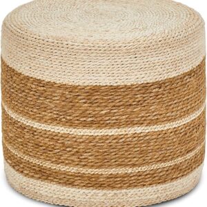 18'' Braided Ottoman Pouf – Boho Footrest, Stool or Table for Living Room/Bedroom