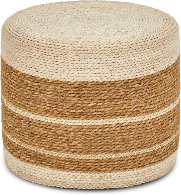18'' Braided Ottoman Pouf – Boho Footrest, Stool or Table for Living Room/Bedroom