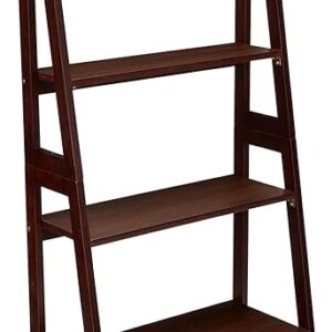5-Shelf Ladder Bookshelf, Solid Rubberwood, Espresso Finish