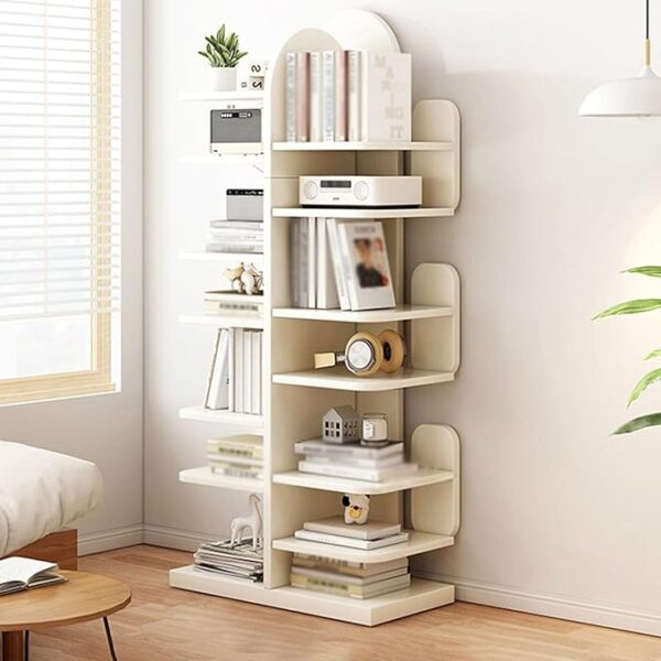Cactus Tree Bookshelf – Tall Narrow Wood Shelf for Small Spaces (19.3"x9.84"x58.27")