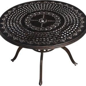 Outdoor Square Lattice Patio Table with Umbrella Hole, All-Weather, 100cm
