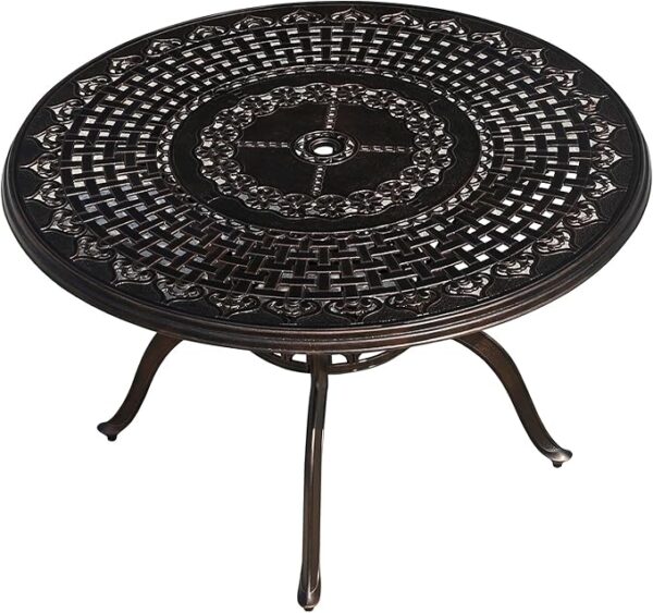 Outdoor Square Lattice Patio Table with Umbrella Hole, All-Weather, 100cm